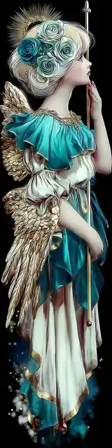 Free angel bookmark featuring an angel holding a staff